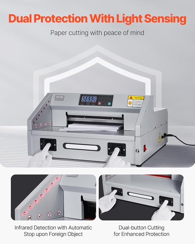 VEVOR Electric Paper Cutter, 300W Heavy Duty Paper Cutter Machine 11.8 in / 330 - Image 5