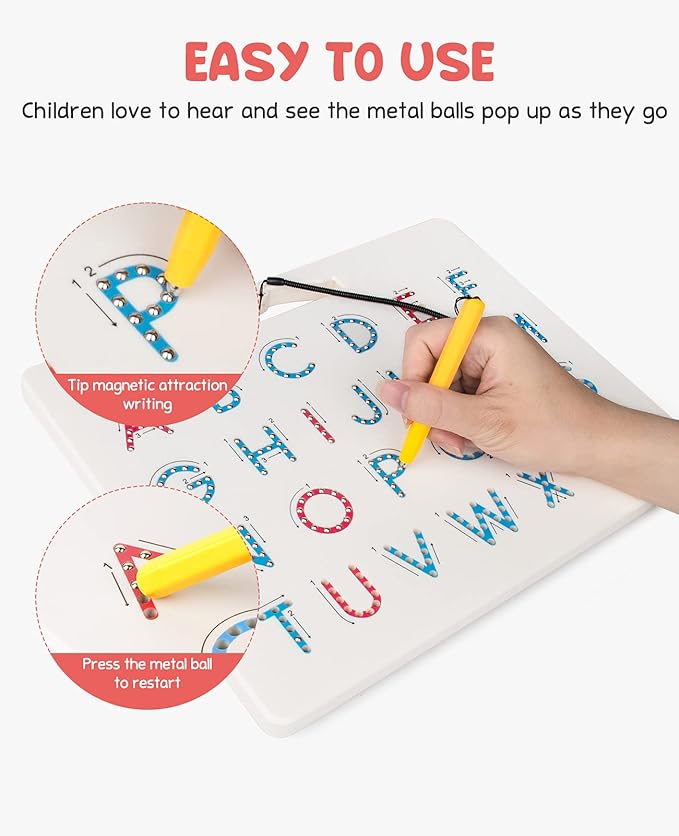 GAMENOTE Double Sided Magnetic Letter Board - 2 in 1 Alphabet Magnets Tracing - Image 4