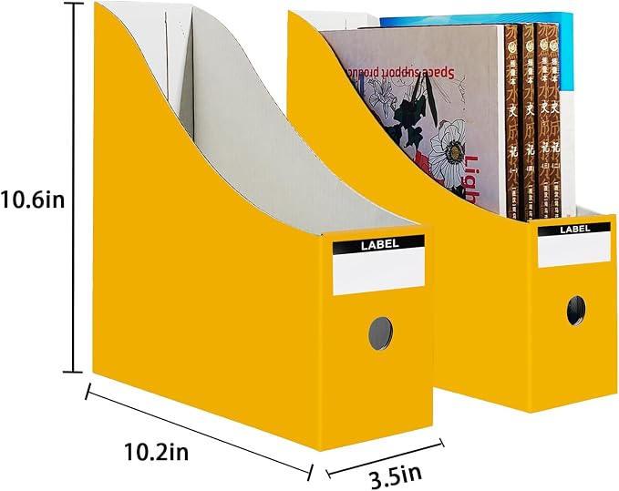Limitliho Cardboard Magazine Holder, Sturdy Book Bins - Image 3