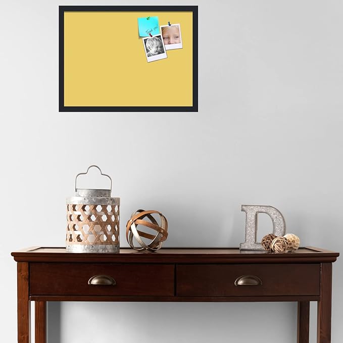 PinPix 23x17 Inch Cork Bulletin Board. This Decorative Framed Pin Board Comes with Honey Pastel Design and a Satin Black Frame. Ideal for Home Office Decor or Message Board (PinPix-1810)-DeskLoop Office