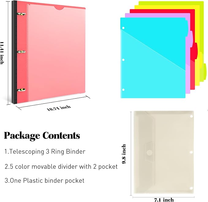 INFUN Telescoping Project Organizer Binder, 13 Pocket, Customizable Front Cover - Image 2