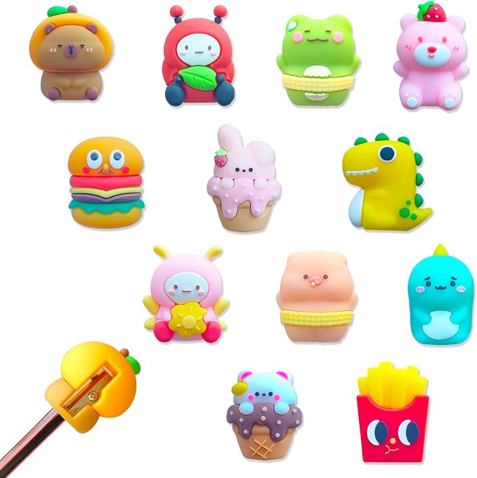 12 pcs Fun Pencil Sharpener for Kids Cute Pencil Sharpener Bulk Kawaii Manual by Unknown