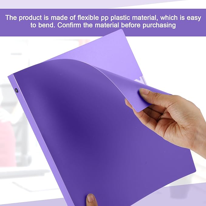 Henoyso 16 Pcs 3 Ring Binder 1/2'' Round Fits Letter Size 8. 5'' x 11'' Paper Plastic Flexible Binder Holds 100 Sheets with 1 Pockets Versatile Organizer for Office Home School (Purple)-DeskLoop Office