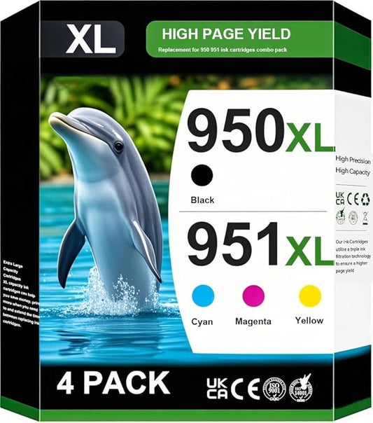 Printer Ink 950XL 951XL 8600 Ink Cartridges Combo Pack Compatible for HP 950 951 XL Ink Cartridges Combo Pack with HP OfficeJet Pro 8600 8610 8615 8620 8100 8630 8660 8640 276DW 251DW-DeskLoop Office