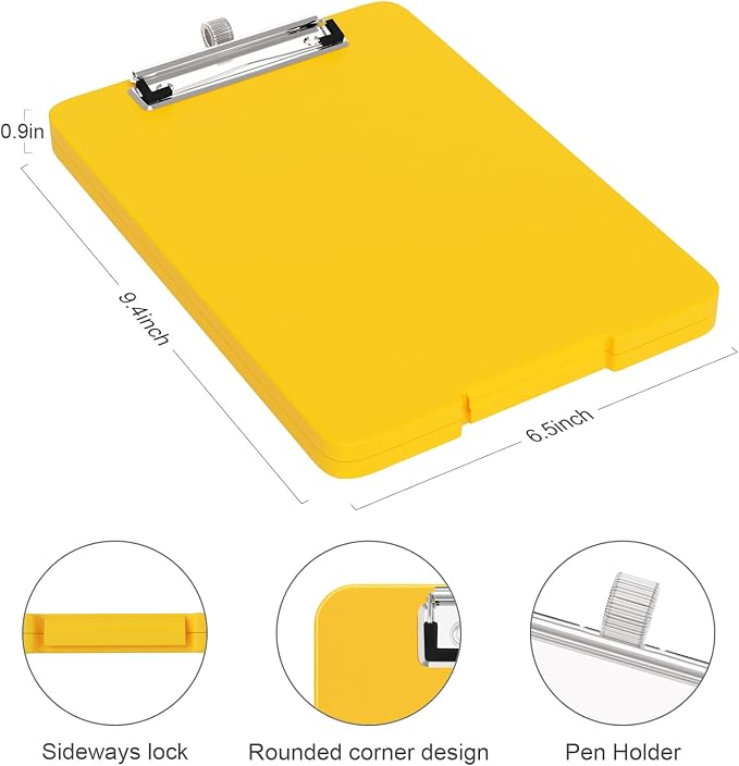 Piasoenc Small Clipboard with Storage, Clip Board with Pen Holder, School & - Image 2