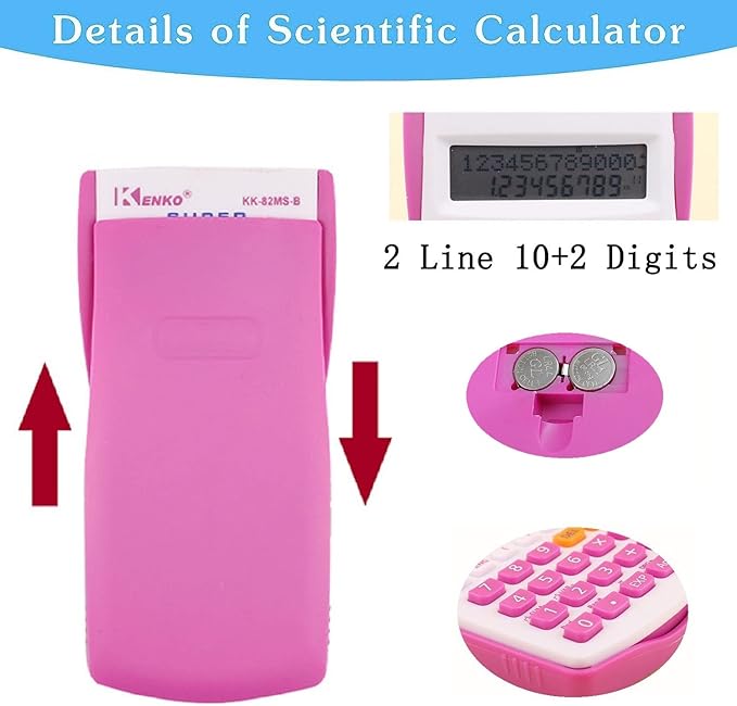 Scientific Calculators Desktop, Scientific Calculators for Students, Scientific Calculator 240 Functions 2 Line 10+2 Digits, Desk Math Calculator for School (Pink and White)-DeskLoop Office