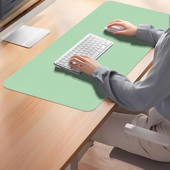 Desk Pad Mat, Leather Green Desk Mat - Image 5