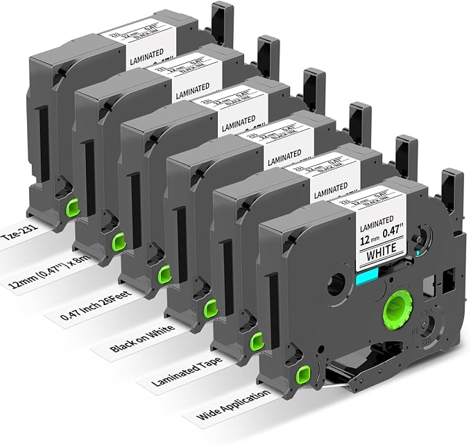 Freshworld 6-Pack Replace for Brother Label Maker Refills TZe-231 12mm 0.47 by Freshworld
