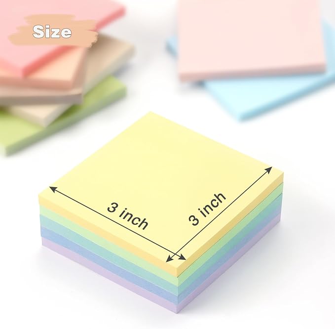 Osboo Sticky Notes 3x3 Inch, 12 Pack, 12 Pastel Multi Colors Note Pads - Image 3