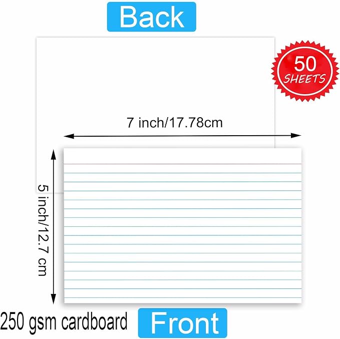 50 Pack 5x7 Ruled Index Cards - Image 2