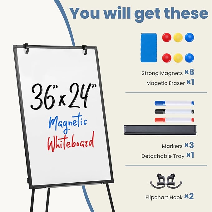 DUMOS Magnetic White Board Easel 36"x24" - Image 4