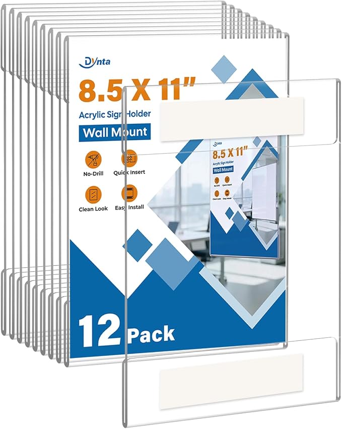 Dynta 12 Pack Acrylic Sign Holder 8.5 x 11 by Dynta