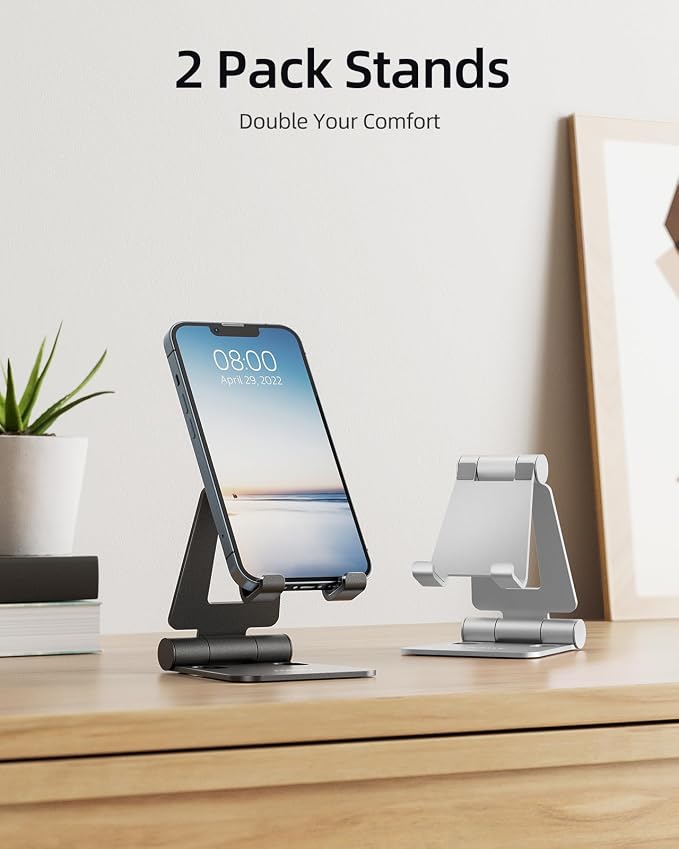 Nulaxy 2 Pack Fully Aluminum Dual Folding Cell Phone Stand, Adjustable Foldable - Image 2