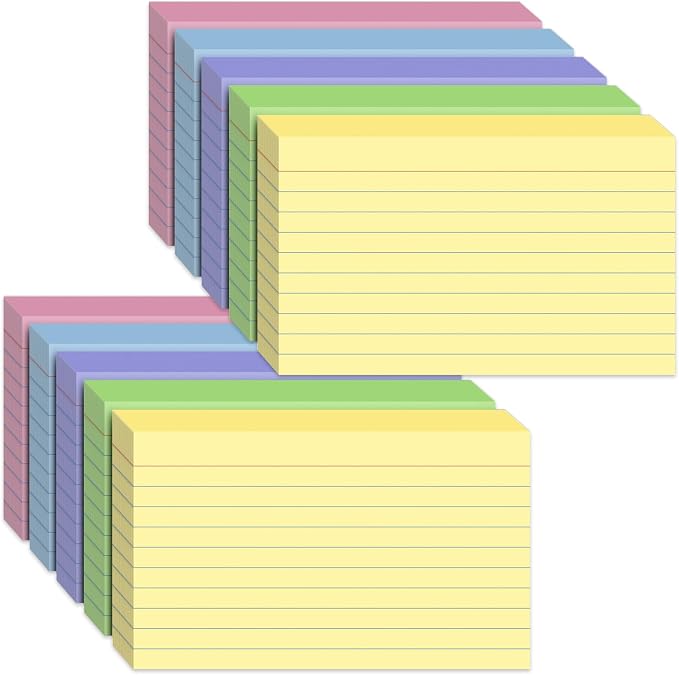 500PCS Index Cards 3 x 5 Inch, Colored Flash Cards, Lined Flashcards Notecards by WAYISUL