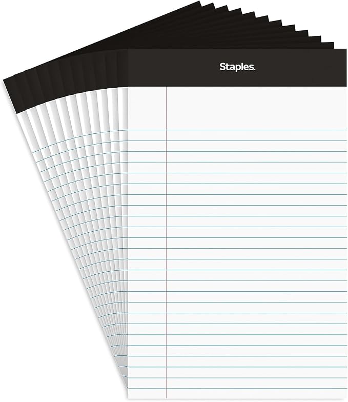 STAPLES Notepads, 5” x 8”, Narrow Ruled, 50 Sheets/Pad by Staples