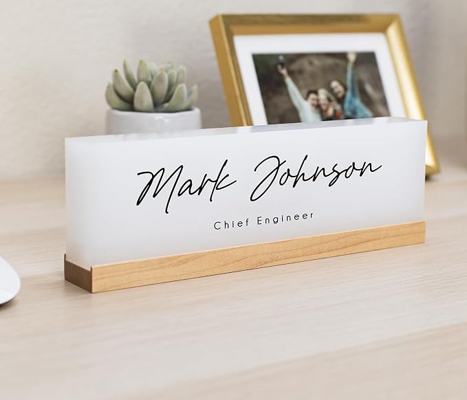 Personalized Acrylic Name Block w/Wooden Base - Image 7
