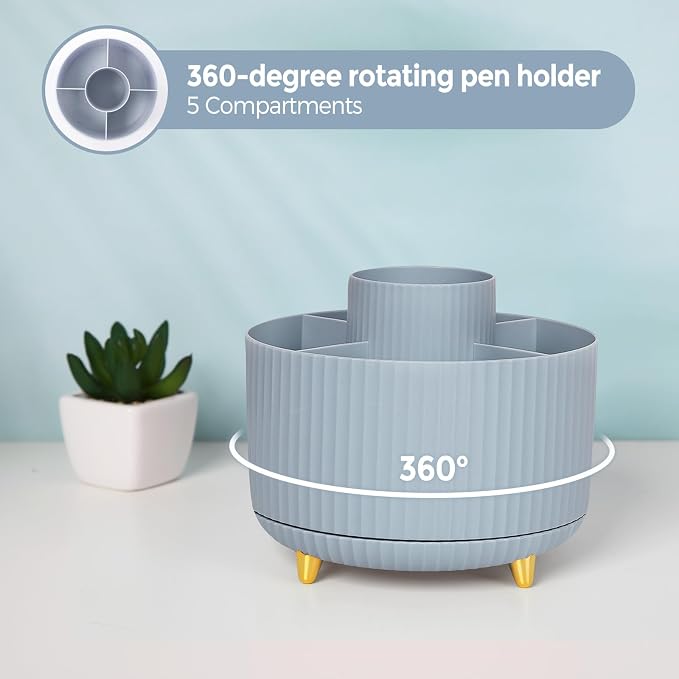 SKYDUE Desk Organizers and Accessories 10Pcs, 360-Degree Rotating Pen Holder - Image 3