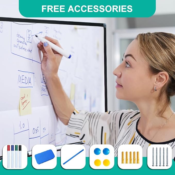 XIWODE 24x36 Inch Magnetic Dry Erase Whiteboard，Black Aluminum Frame - Image 3