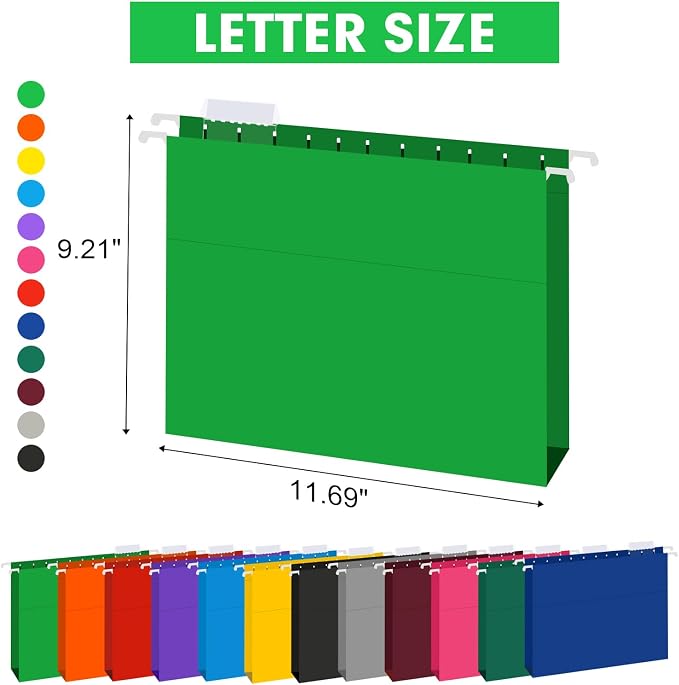 HERKKA Extra Capacity Hanging File Folders, 60 Pack Reinforced Letter Size - Image 2