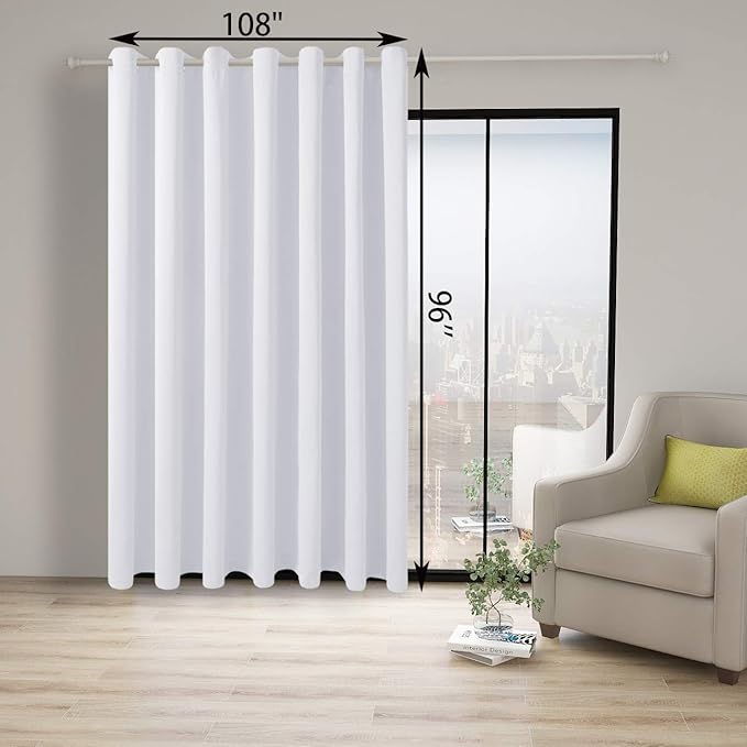 BONZER Room Divider Curtain Screen Partitions Total Privacy Wall Wide Blackout Curtains for Shared Room, 96L x 108W Inch (8L x 9W ft), 1 Panel, Greyish White-DeskLoop Office