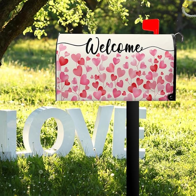 Welcome Valentines Mailbox Covers Magnetic Standard Size 21 x 18 Inch Valentine - Image 2