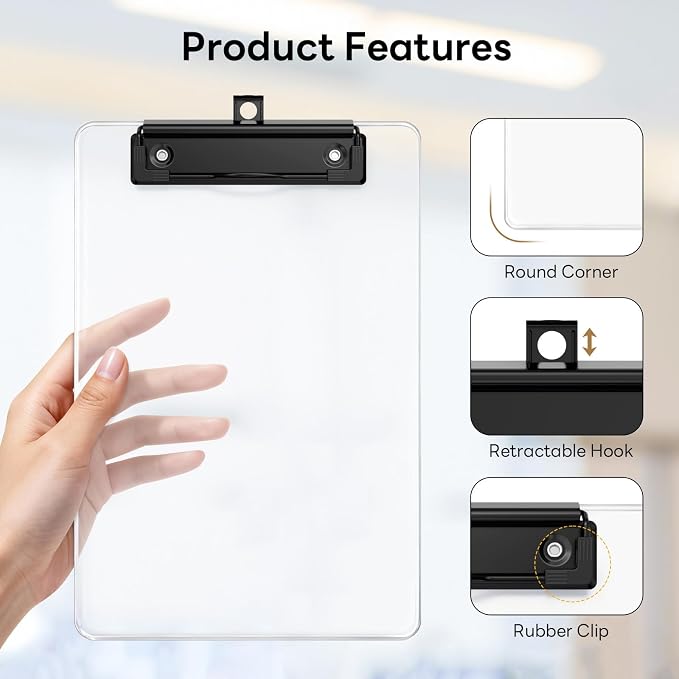 6 Pack Colorful Small Clipboard, A5 Mini Clip Board | Black Clip, 9 x 6" - Image 3