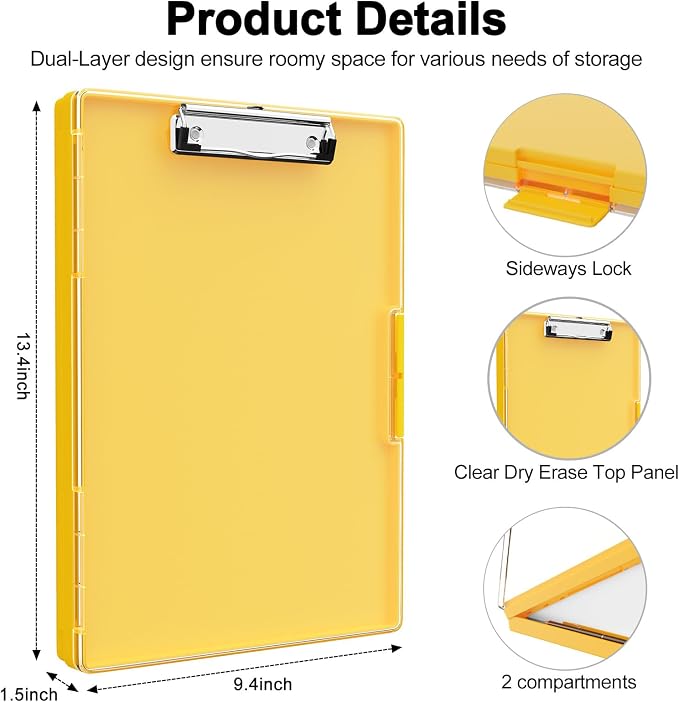 Piasoenc Clipboard with Storage, 8.5 x 11 Clip Boards with 2 Storage, Folio & - Image 2