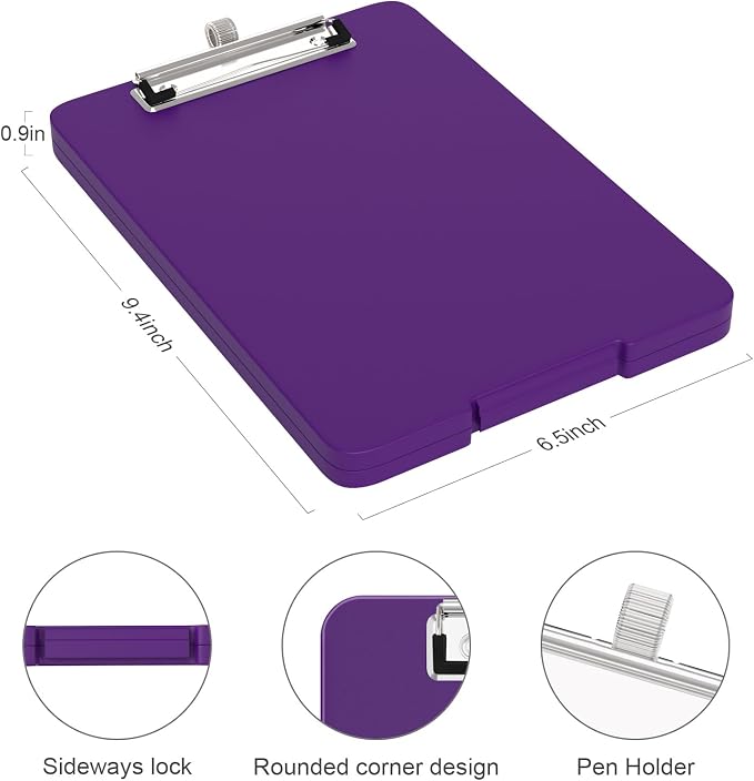 Piasoenc A5 Clipboard with Storage, Clip Board with Pen Holder, Deep Purple | - Image 2