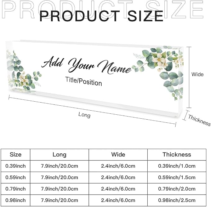Personalized Acrylic Desk Plaque Custom Name Plate Block Desktop Accessories - Image 3