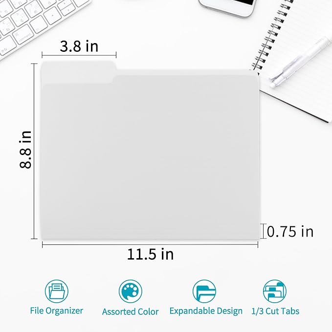 36 Packs Colored File Folders, Two Tone Color File Folder 8.5 x 11 Inch - Image 2