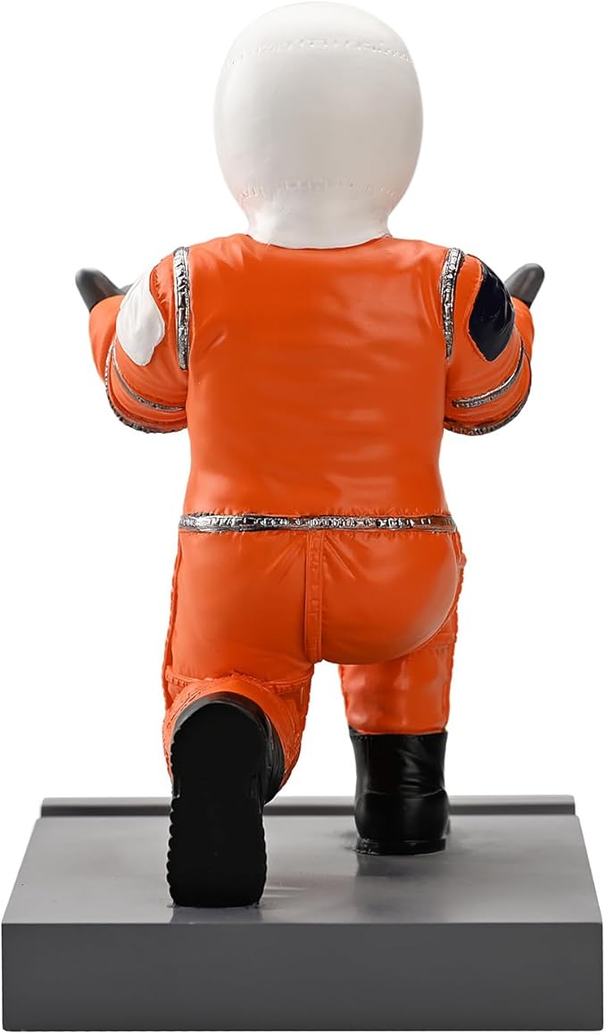 Astronaut Resin Pen Holder, Mobile Phone Stand, Device Stand, Desk Organizer Decorative Pen Holder (Orange&Golden)-DeskLoop Office