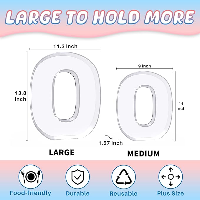 13.8" Extra Large Acrylic Letter Charcuterie Board Box, Reusable Fillable - Image 2