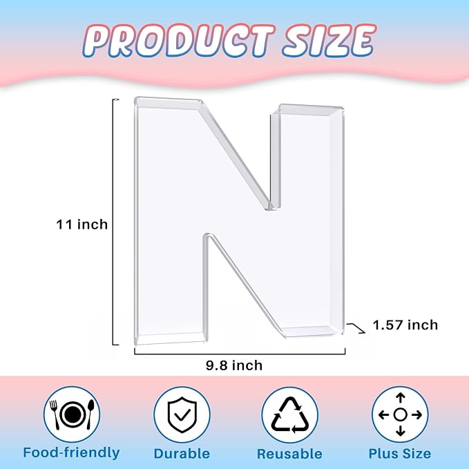 11" Acrylic Letter Charcuterie Box, Reusable Fillable Alphabet Number Shaped - Image 2