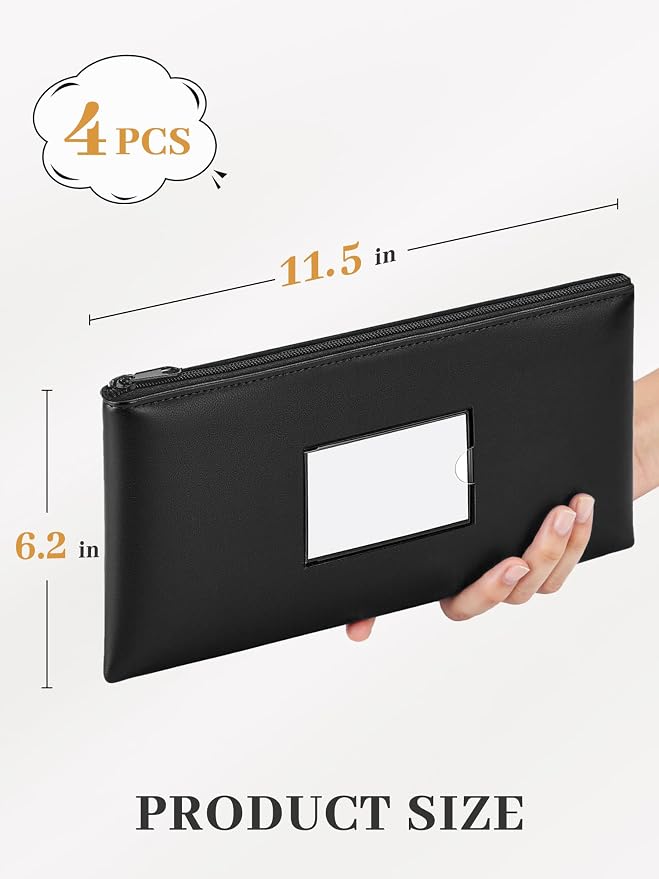 SMARTAKE Money Bags with Zipper, Waterproof Leather Money Pouches, - Image 2