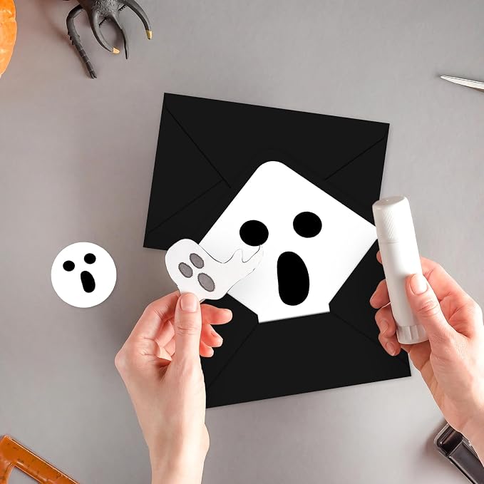 Whaline 50Pcs Halloween Envelopes White Black Ghost Invitation Envelope - Image 6