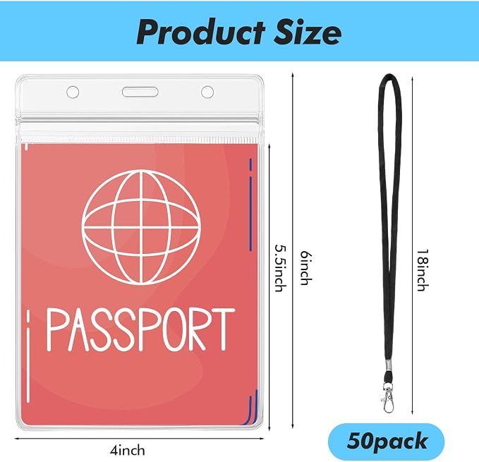Patelai 50 Pcs 4 x 5.5 Inch Clear Passport Holders - Image 2