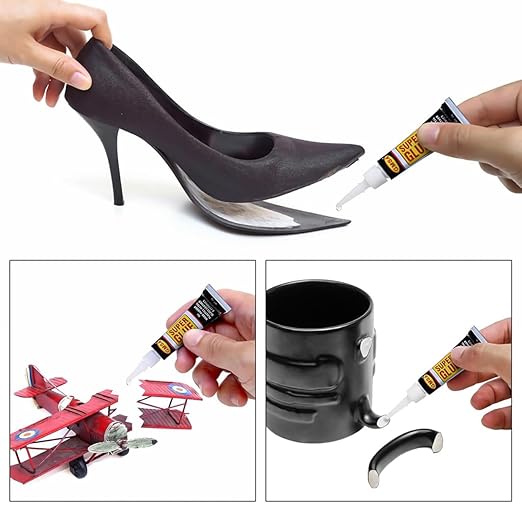 4 Pack Super Glue All Purpose, Fastest & Toughest Adhesive 3g Instant Repair Unbreakable Bond, Strong Superglue Liquid for Hard Plastic, Rubber, Metal, Leather, Ceramics, Wood, DIY Craft-DeskLoop Office