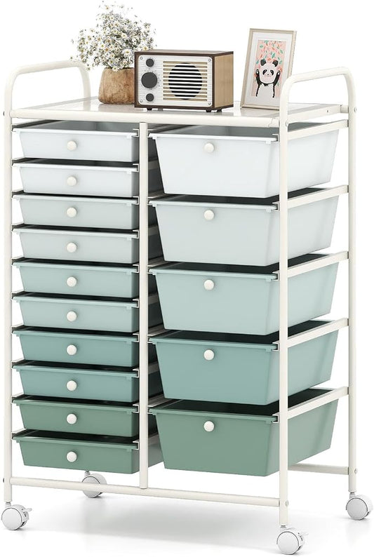 HAPPYGRILL 15-Drawer Rolling Cart, Storage Carts by HAPPYGRILL