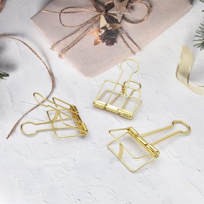 Extra Large Binder Clips 2 Inch, Big Paper Clamps Gold - Image 2
