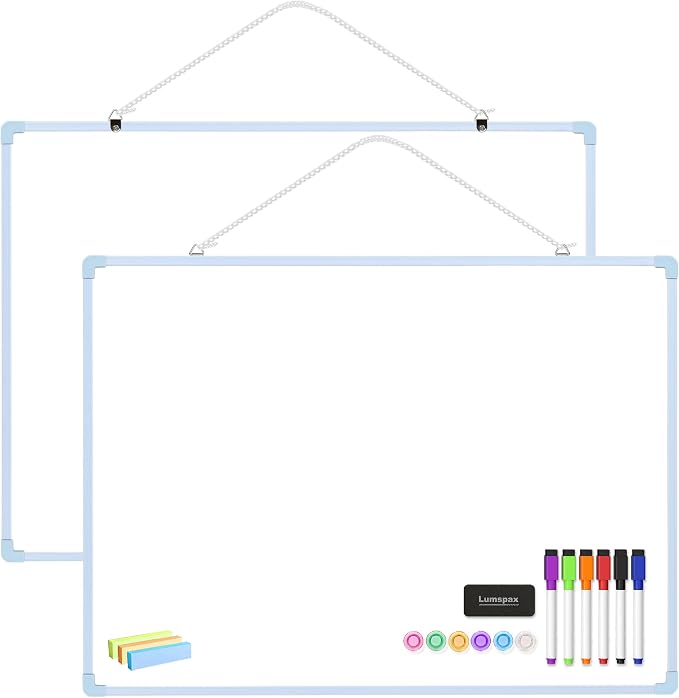 Dry Erase Board for Wall, 6 Magnets and 3 Mini Sticky Notes, Large White Board by Lumspax