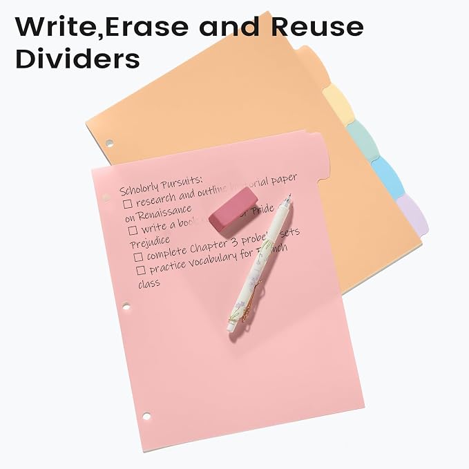 Sooez 6-Tab Durable Plastic Write & Erase Big Tab Dividers - Image 4