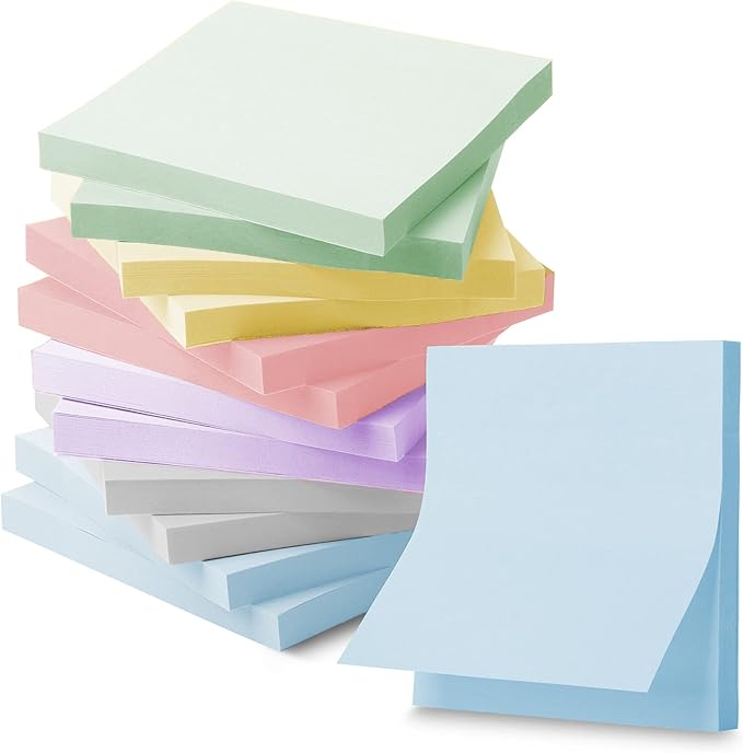 Mr. Pen- Bulk Sticky Notes, Morandi Colors Self-Stick Aesthetic, Colorful, 3”x3”, 12 Pads, Back to School Supplies-DeskLoop Office