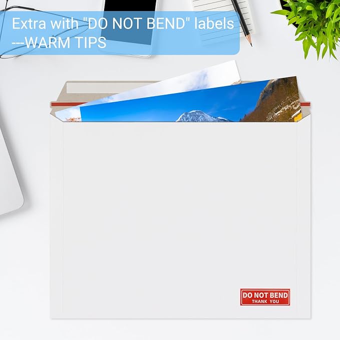 zmybcpack 50 Pack 11x14 inch White Rigid Mailer, Self Seal Photo Document - Image 4