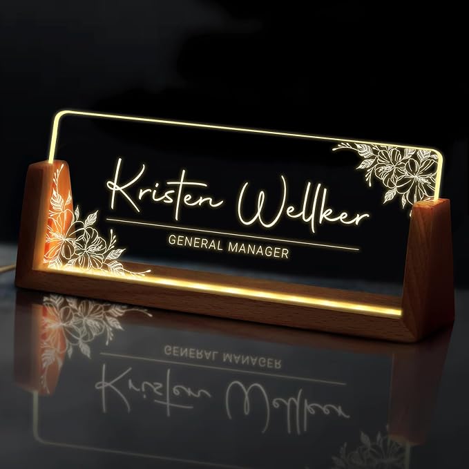 Custom Light Up Name Plate for Desk, Desk Name Plate Personalized by EOBIBIFUN