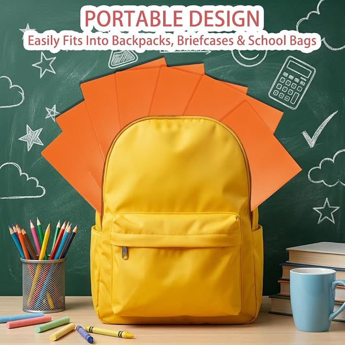 Orange Folders with Pocket 7 Pack, 2 Pocket File Folders Bulk, Plastic Paper - Image 6