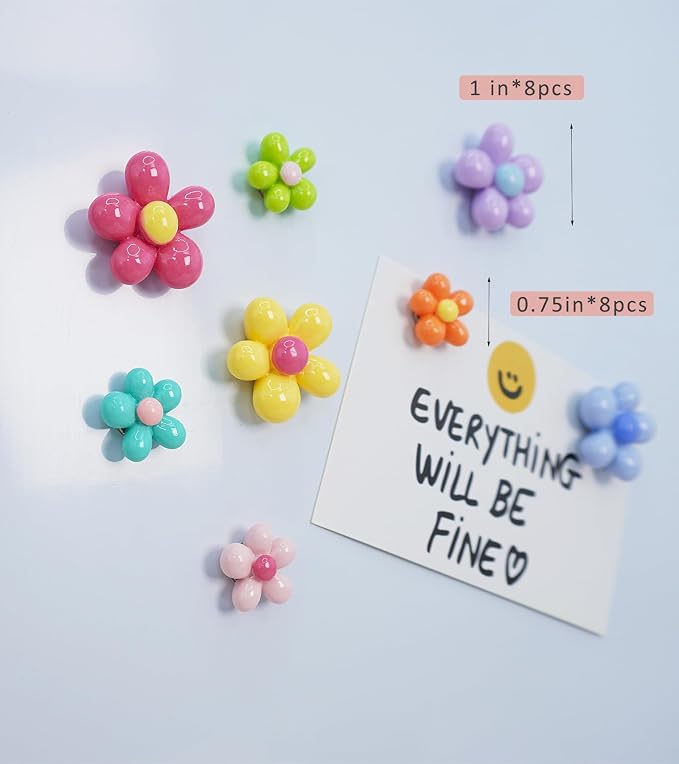 16 pcs - Cute Flower Magnet, Colorful Magnet, Suitable - Image 2