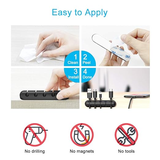 INCHOR Cord Organizer, Cable Clips Cord Holder, Cable Management USB Cable - Image 6