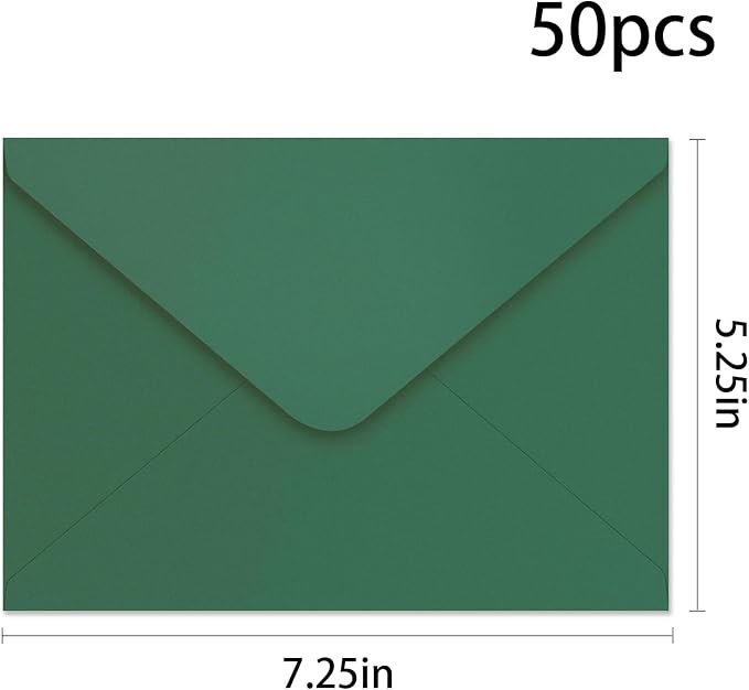 YINUOYOUJIA 50 PCS Pearl Green Envelopes A7, 5 x 7 Green Shimmer Envelopes - Image 2