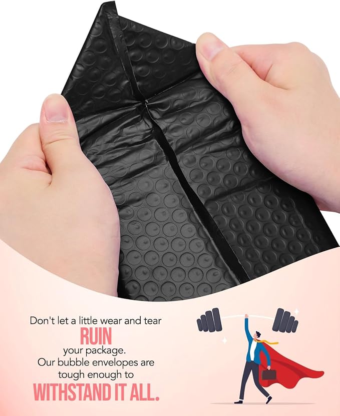 GSSUSA Black Bubble Mailers 8.5X12 Inches 500 Pack, Padded Poly Bubble Mailer - Image 7