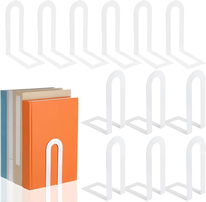 Chunful 12 Pcs White Metal Book Ends by Chunful